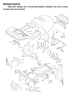 Chassis And Enclosures Diagram and Parts List for LTH145 (954140006C)(1998-02) Husqvarna Lawn Tractor