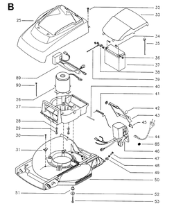 Frame And Engine Diagram and Parts List for 47RC ROYAL Husqvarna Lawn Mower