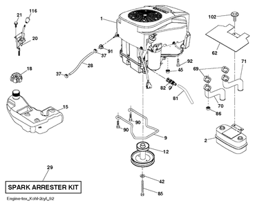 Engine Diagram and Parts List for TS146XKD (96043032900)(2021-01) Husqvarna Lawn Tractor