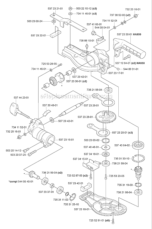 Page J Diagram and Parts List for 323HE3 2005-09 Husqvarna Trimmer