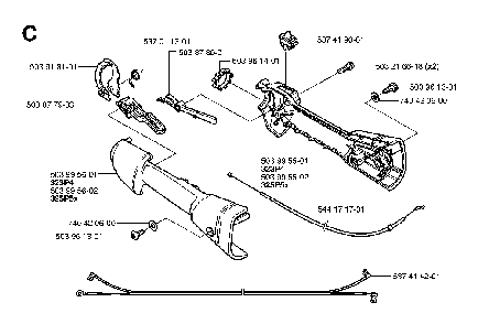 Handle And Controls Diagram and Parts List for 323P4 20062700001 Husqvarna Pole Saw