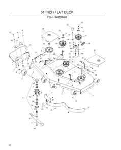 61 Inch/155cm Cutting Deck Diagram and Parts List for 966059001 2009-03 Husqvarna Lawn Mower
