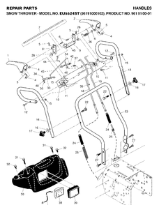 Handle And Controls Diagram and Parts List for 5524ST (EU5524ST)(2007-01) Husqvarna Snow Blower
