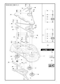 44-Inch/112cm Cutting Deck Diagram and Parts List for C112 967693501 Husqvarna Lawn Tractor Accessories