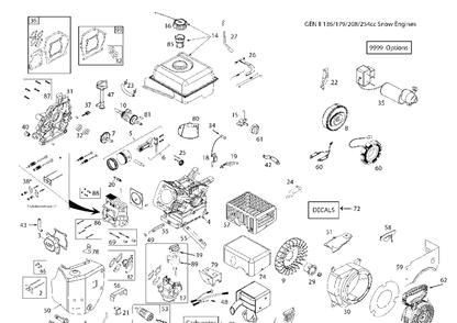 Engine Diagram and Parts List for ST227 (97046890100)(2020-05) Husqvarna Snow Blower