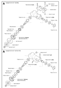 Bevel Gear Diagram and Parts List for 343R 20031800001-20043100000 Husqvarna Brush Cutter