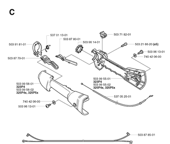 Handle And Controls Diagram and Parts List for 325P 20021800001-20042299999 Husqvarna Pole Saw