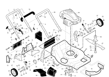 Frame And Engine Diagram and Parts List for XT722FE  Husqvarna Lawn Mower