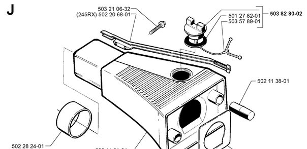 Fuel Tank Diagram and Parts List for 245R 19984000001-20023100000 Husqvarna Brush Cutter
