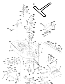 Mower Deck Diagram and Parts List for LTH130 (954140005D)(1998-02) Husqvarna Lawn Mower