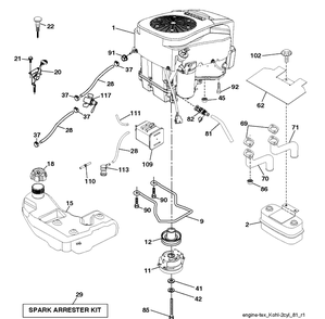 Engine Diagram and Parts List for TS348D (96043028500)(2017-11) Husqvarna Lawn Tractor