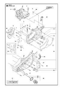Crankcase Diagram and Parts List for 550XP-XPG 2014-01 Husqvarna Chainsaw