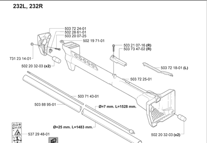 Drive Tube / Shaft 232 Diagram and Parts List for 232L 2007-01 Husqvarna Trimmer