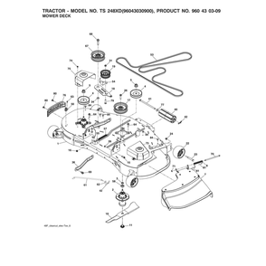 Mower Deck Diagram and Parts List for 96043030900  Husqvarna Lawn Tractor