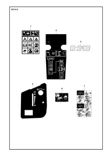 Decals Diagram and Parts List for R318  Husqvarna Lawn Mower