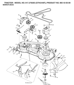 Mower Deck / Cutting Deck Diagram and Parts List for GTH2448T (917279260)(2006-06) Husqvarna Lawn Tractor