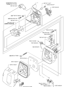 Air Filter / Carburetor Diagram and Parts List for 333RX 2005-06 Husqvarna Trimmer
