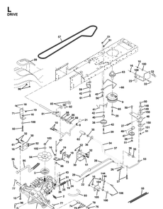 Drive Diagram and Parts List for YTH160 1998-02 Husqvarna Lawn Tractor