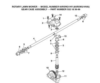 Gears Diagram and Parts List for 65RSW21HVA 2004-03 Husqvarna Lawn Mower
