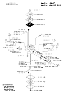 Carburetor Parts Diagram and Parts List for 362EPA 2001-10 Husqvarna Chainsaw