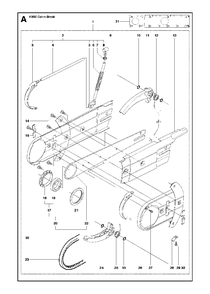 Cutter Arm Diagram and Parts List for K650CUT-N-BREAK 2008-11 Husqvarna Circular Saw