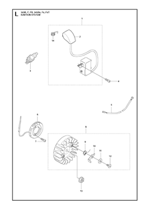 Ignition System Diagram and Parts List for 343FR  Husqvarna Brush Cutter