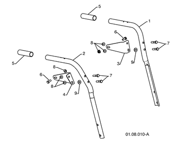 Handles 1 Diagram and Parts List for 1827SB (961930047)(2009-07) Husqvarna Snow Blower