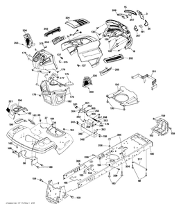 Chassis / Frame Diagram and Parts List for GT48DXLS CARB-Non-CARB Husqvarna Lawn Tractor