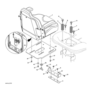 Seat Assembly Diagram and Parts List for 96043029500  Husqvarna Lawn Tractor