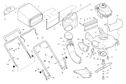 Handle And Grassbag Assembly Diagram and Parts List for 55R21HV (954223210-B)(2003-12) Husqvarna Lawn Mower