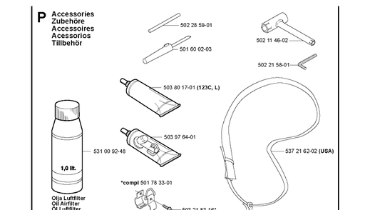 Accessories Diagram and Parts List for 123L  Husqvarna Edger