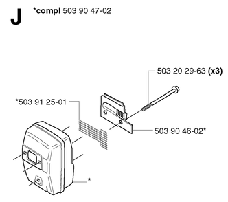 Muffler Diagram and Parts List for 240RJ 20023500001 & Above Husqvarna Trimmer