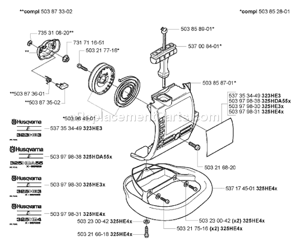 Page M Diagram and Parts List for 323HE3 2005-02 Husqvarna Trimmer