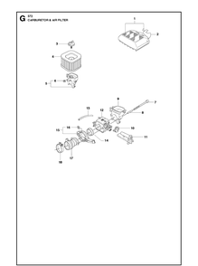Carburetor And Air Filter 6 Diagram and Parts List for 372XP XPG Husqvarna Chainsaw