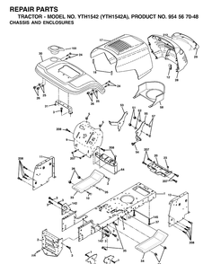 Chassis And Enclosures Diagram and Parts List for YTH1542 (954567048)(2000-11) Husqvarna Lawn Tractor