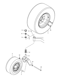 Wheels And Tires Diagram and Parts List for MZ54 (96769610200)(2018-04) Husqvarna Lawn Mower