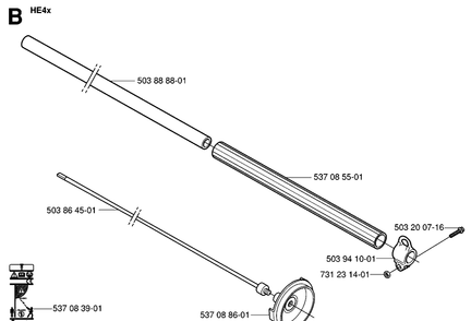 Shaft Diagram and Parts List for HA110 20040100001-20054000000 Husqvarna Hedge Trimmer