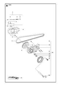 Belt Guard And Pulley Diagram and Parts List for K2500 2010-10 Husqvarna Circular Saw