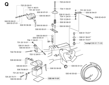 Electrical Diagram and Parts List for R11BIO 2003-01 Husqvarna Lawn Tractor