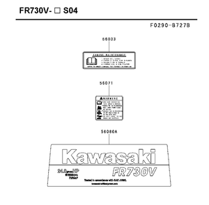 Decals Diagram and Parts List for FR730V-ES04 2018-11 Husqvarna Engine