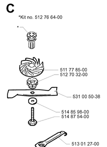 Cutting Equipment 2 Diagram and Parts List for 43EL ROYAL Husqvarna Lawn Mower