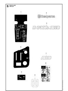 Decals Diagram and Parts List for R316TS AWD Husqvarna Lawn Mower