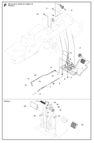 Pedals Diagram and Parts List for R175 (966828501)(2008-05) Husqvarna Lawn Tractor