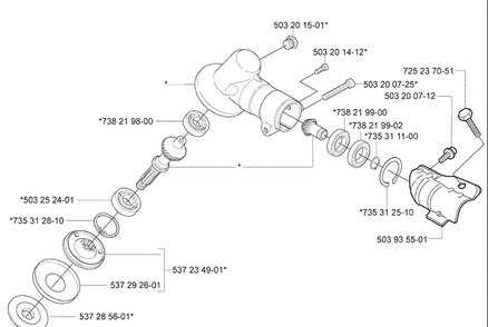 Gearhead Diagram and Parts List for 325RDX 2005-05 Husqvarna Brush Cutter