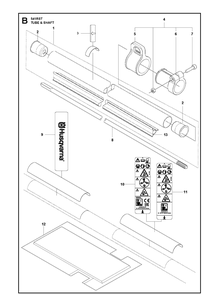 Tube And Shaft Diagram and Parts List for 541RST  Husqvarna Brush Cutter