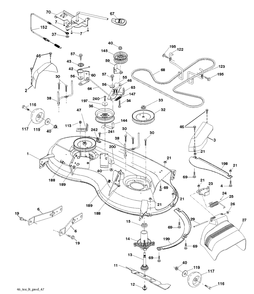 Mower Deck / Cutting Deck Diagram and Parts List for YTH22V46 (96043018100)(2013-09) Husqvarna Lawn Tractor