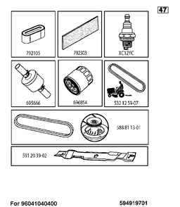 Frequently Used Parts Diagram and Parts List for TS348XD (96041040400)(2018-06) Husqvarna Lawn Tractor