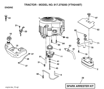 Engine Diagram and Parts List for YTH2448T (917279200)(2006-01) Husqvarna Lawn Tractor