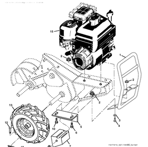 Mainframe, Right Side Diagram and Parts List for DRT900 (96093002502)(2016-08) Husqvarna Cultivator