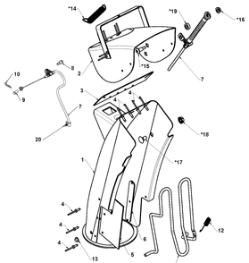 Control Panel And Discharge Chute 5 Diagram and Parts List for ST424T  Husqvarna Snow Blower